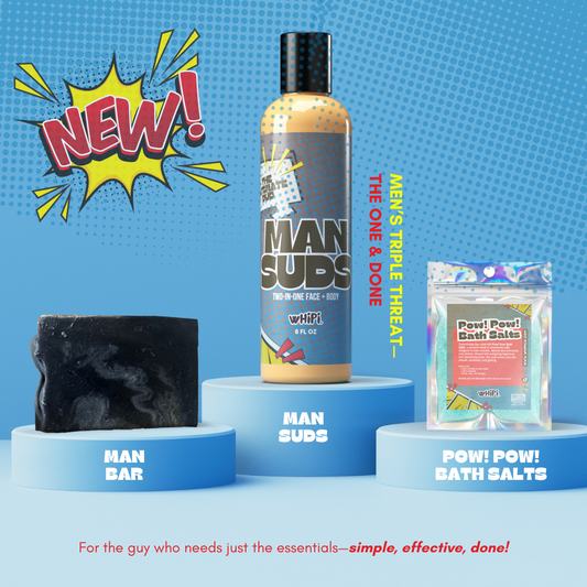 Day One Deal—Men's Triple Threat Gift Set—Man Suds, Man Bar & Pow! Pow! Bath Salts