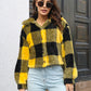 Plaid Dropped Shoulder Buttoned Jacket