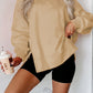 Side Slit Round Neck Long Sleeve Sweatshirt