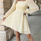 Swiss Dot Smocked Flounce Sleeve Dress