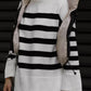 Slit Striped Round Neck Sweater