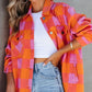 Plaid Collared Neck Button Up Jacket