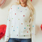 Heart Sequin Round Neck Long Sleeve Sweater