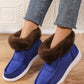 Faux Fur Suede Round Toe Sneakers