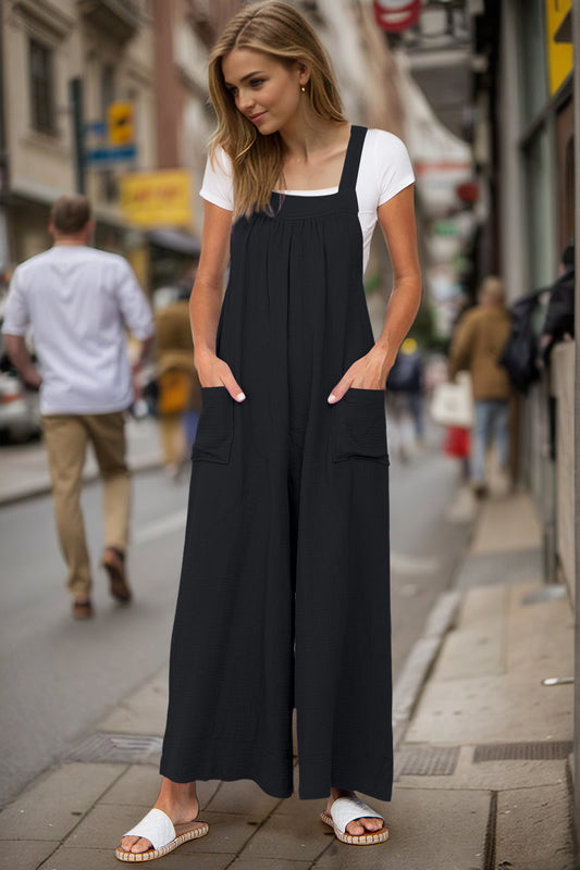 Wide Leg Overalls with Pockets—Small-3XL