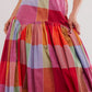 Color Block Elastic Waist Maxi Skirt