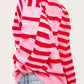 Pink + Red Striped Oversized Dropped Shoulder Sweater