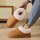 Faux Fur Round Toe Platform Slippers