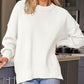 Slit Round Neck Dropped Shoulder Sweater