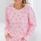 Heart Print Long Sleeve Top and Shorts Lounge Set