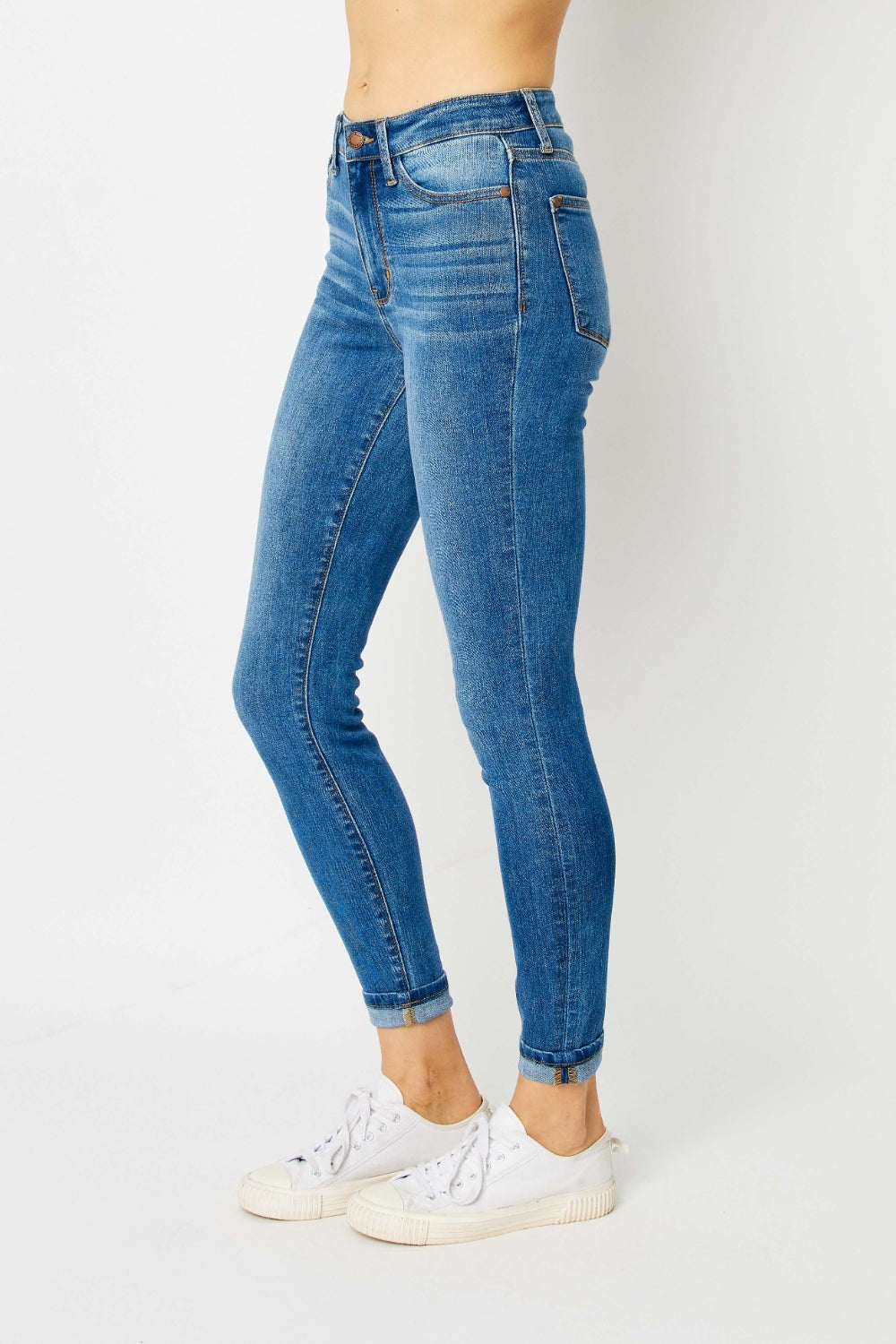 Judy Blue Full Size Cuffed Hem Skinny Jeans