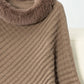 Fuzzy Trim Texture Three-Quarter Sleeve Poncho