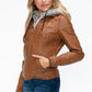 YMI Faux Layered Double-Zipper Jacket with Fuzzy Hood