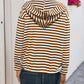 Drawstring Striped Long Sleeve Hoodie