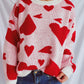 Heart Round Neck Long Sleeve Sweater