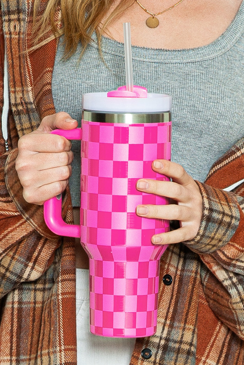 Checkered Stainless Steel Tumbler Cup 40oz