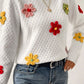 Crochet Flower Round Neck Long Sleeve Sweater