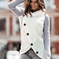 Contrast Decorative Button Turtleneck Sweater