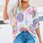 Mixed Print V-Neck Half Sleeve Top