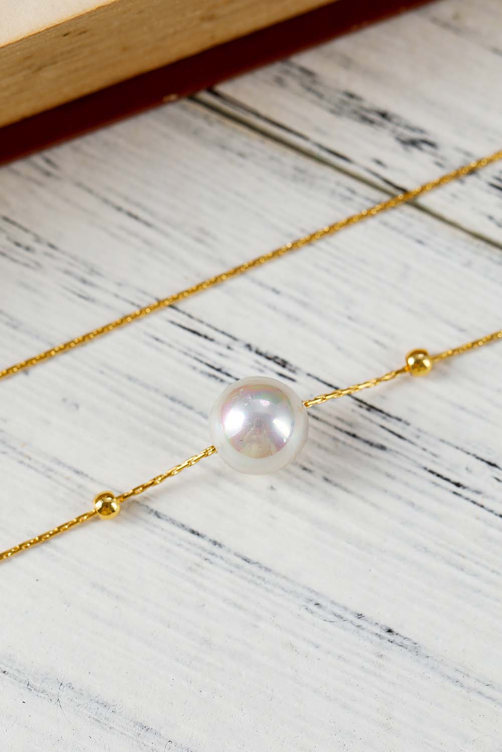 Coastal Glow Gold Pearl Necklace