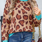 Angel Wings Leopard Round Neck Long Sleeve Sweater