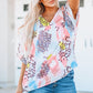 Mixed Print V-Neck Half Sleeve Top