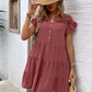 Perfee Tiered Notched Flounce Sleeve Mini Dress