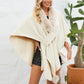 Fuzzy Trim Open Front Poncho