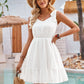 Tied Ruffled V-Neck Sleeveless Mini Dress