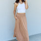 Doublju Comfort Princess Full Size High Waist Scoop Hem Maxi Skirt in Tan