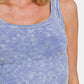 Zenana Washed Ribbed Scoop Neck Wide Strap Tank