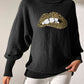 Lip Turtleneck Long Sleeve Sweater