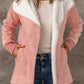 Open Front Long Sleeve Sherpa Jacket with Pockets