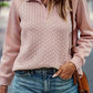 Texture Quarter Zip Long Sleeve Sweatshirt