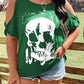 Plus Size Skeleton Graphic Round Neck Cold Shoulder T-Shirt