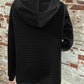 Waffle Texture Half-Buttoned Drawstring Hoodie—Small-3XL