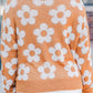 Flower Round Neck Dropped Shoulder Sweater