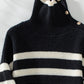 Buttoned Striped Long Sleeve Sweater