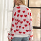 ADORA Fuzzy Heart Button Down Cardigan