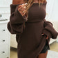 Off-Shoulder Extra-Long Sleeve Sweater