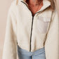 Drawstring Zip Up Sherpa Jacket with Removable Hood