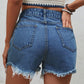 Distressed Raw Hem Denim Shorts