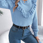 Ruffled Round Neck Long Sleeve Sweater