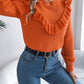 Ruffled Round Neck Long Sleeve Sweater