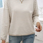 Devine Striped Round Neck Dropped Shoulder Sweater