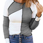 Irregular Color Block Seaming Trim Rib Knit Top