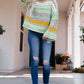 Striped Dropped Shoulder Flare Sleeve Sweater