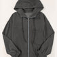 Drawstring Zip Up Long Sleeve Hooded Jacket