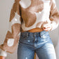 Contrast Flower Mock Neck Long Sleeve Sweater