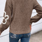 Flower Half Zip Dropped Shoulder Sweater